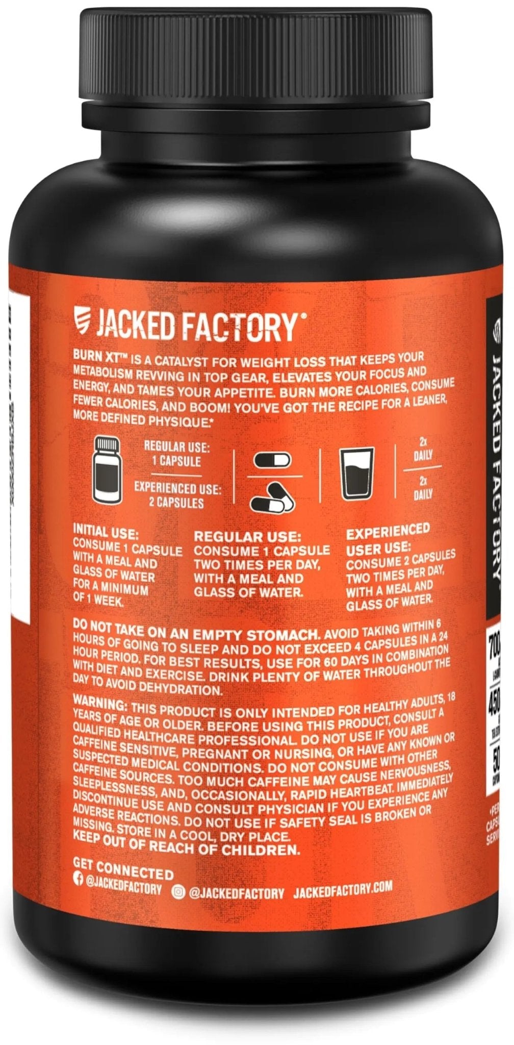 Jacked Factory Burn-XT Clinically Studied Fat Burner & Weight Loss Supplement - Appetite Suppressant & Energy Booster - with Acetyl L-Carnitine - TrustMedUSA