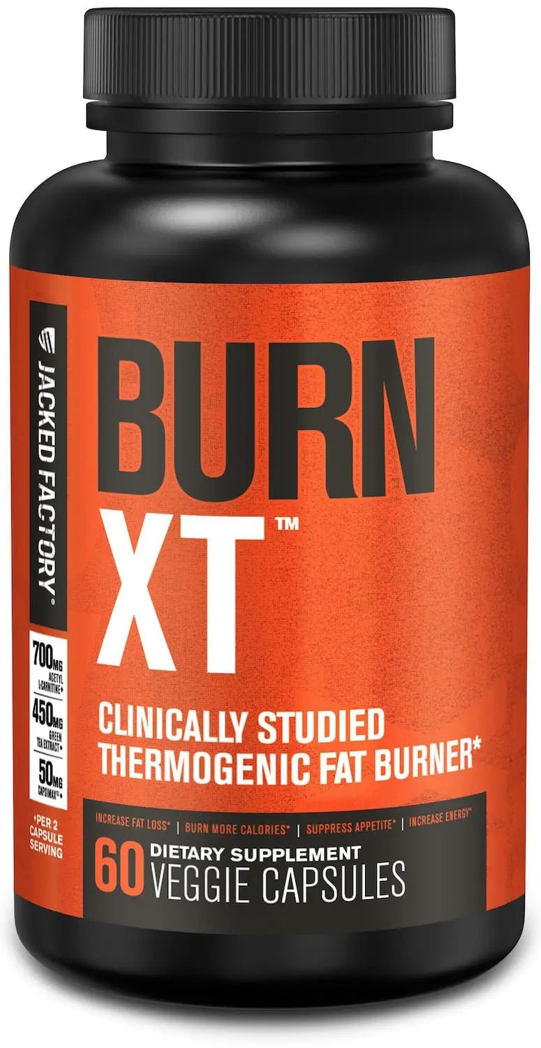 Jacked Factory Burn-XT Clinically Studied Fat Burner & Weight Loss Supplement - Appetite Suppressant & Energy Booster - with Acetyl L-Carnitine - TrustMedUSA