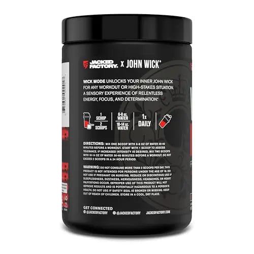 Jacked Factory X John Wick - Wick Mode Pre Workout Powder - Intense Energy, Battle-Rea - TrustMedUSA