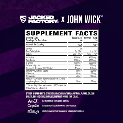 Jacked Factory X John Wick - Wick Mode Pre Workout Powder - Intense Energy, Battle-Rea - TrustMedUSA