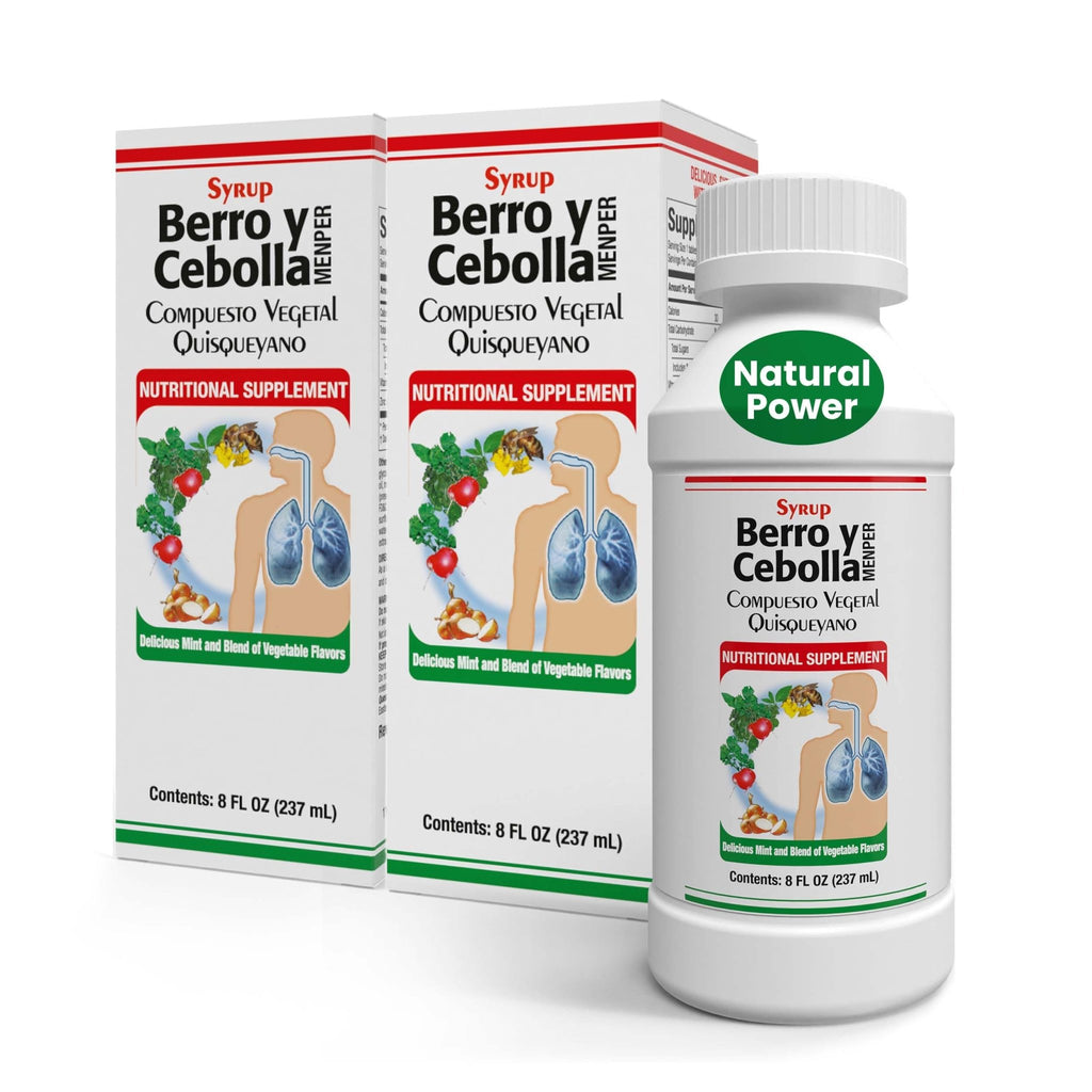 Jarabe Berro y Cebolla Immune Support Syrup with Vitamin D, Zinc & Natural Herbal Extracts – Eucalyptus, Honey, Onion, Garlic & More – Teens & Adult Wellness Formula – 8 Fl Oz Each | 2-Pack - TrustMedUSA