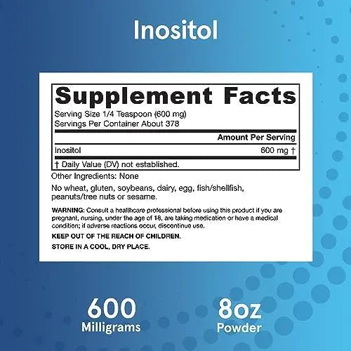 Jarrow Formulas Inositol 600 mg, Dietary Supplement for Cellular Health Support, 8 oz - TrustMedUSA