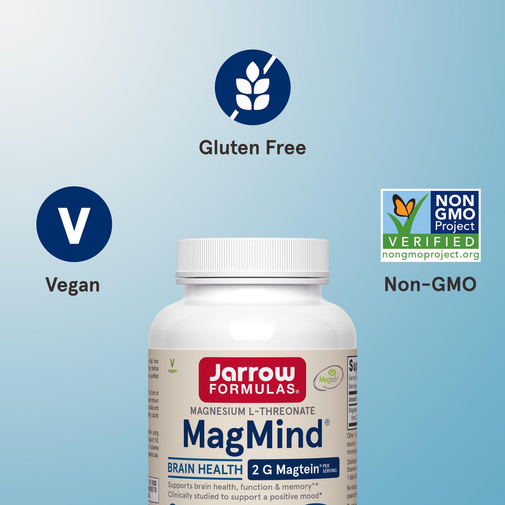 Jarrow Formulas Magnesium L-Threonate, MagMind Magtein Magnesium Supplement, Supplements for Memory Support, 90 Veggie Capsules - TrustMedUSA
