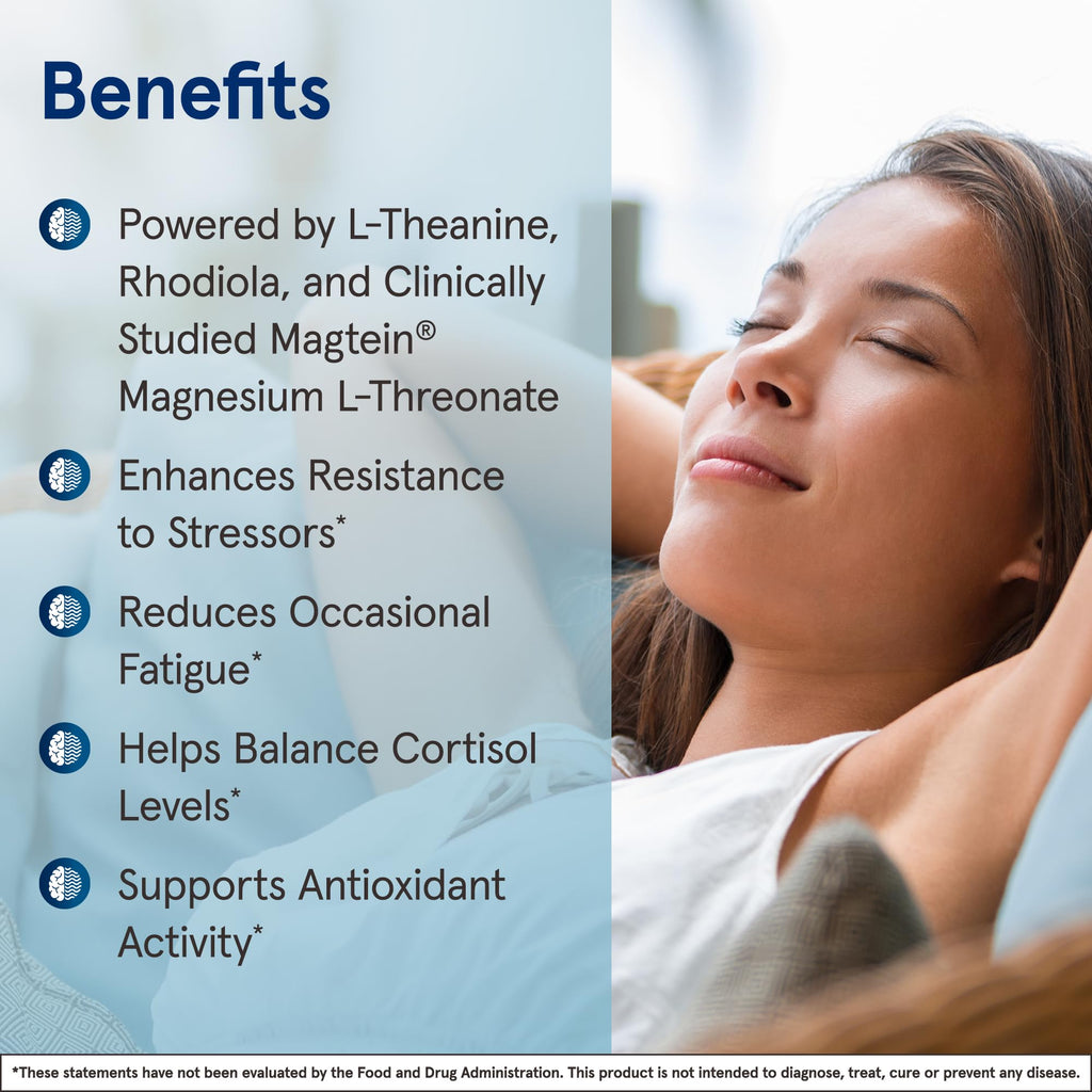 Jarrow Formulas Magnesium L-Threonate, MagMind Stress Resistance with L-Theanine and Rhodiolife, High Absorption Magnesium, Stress Relief and Mood Support, 60 Veggie Capsules, Up to a 30 Day Supply - TrustMedUSA