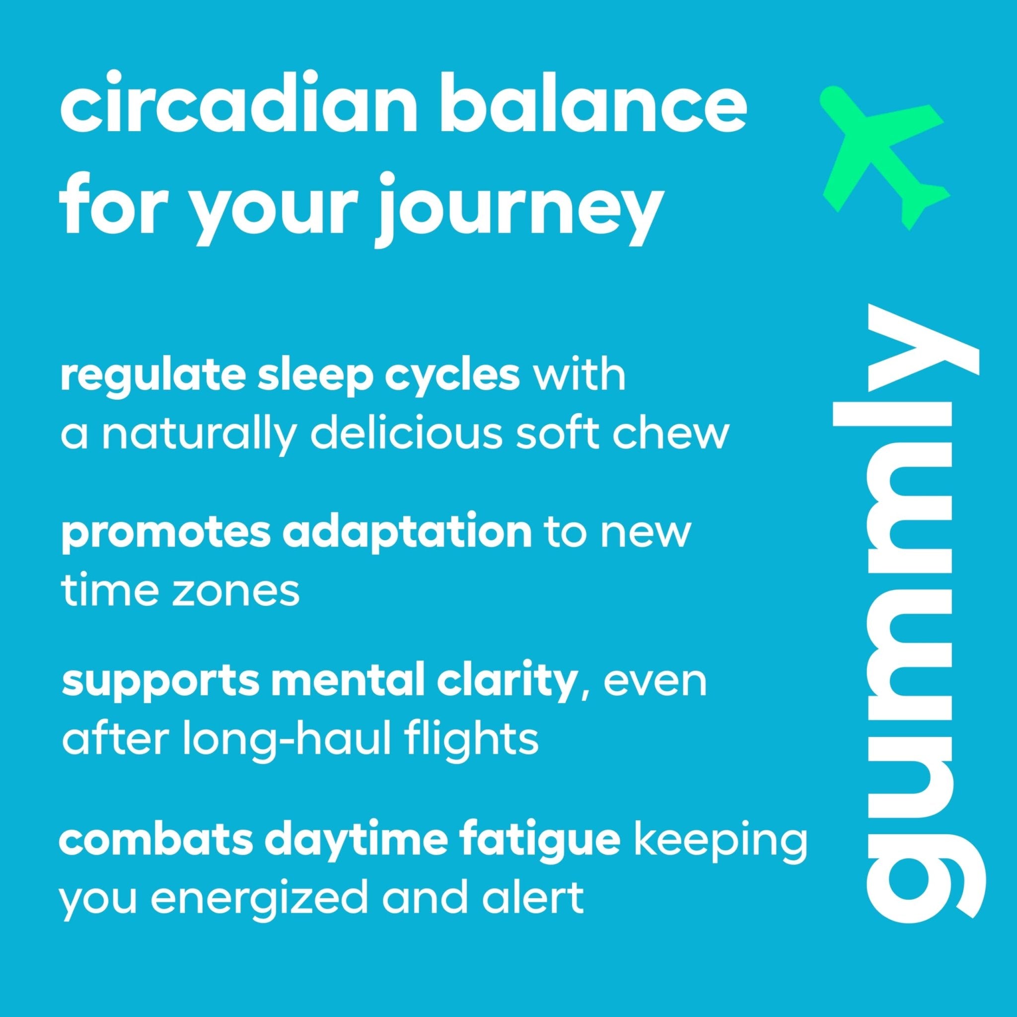 Jet Lag Remedy for Travel Gummies • No Jet Lag Pills Alternative • Travel Essentials • Support Adjustment to Time Zones and Circadian Rhythm • Delicious Tropical Berry Flavor • 20 Gummies 3-5 Trips - TrustMedUSA