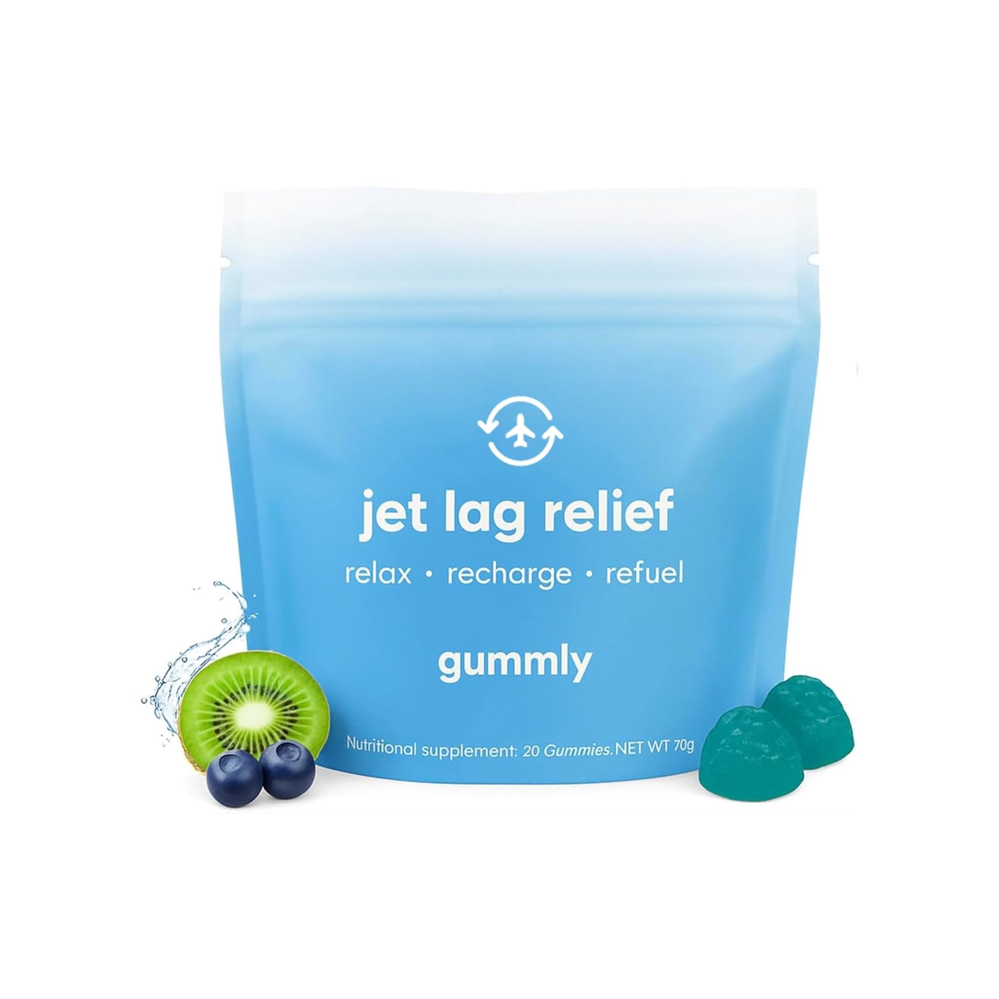 Jet Lag Remedy for Travel Gummies • No Jet Lag Pills Alternative • Travel Essentials • Support Adjustment to Time Zones and Circadian Rhythm • Delicious Tropical Berry Flavor • 20 Gummies 3-5 Trips - TrustMedUSA