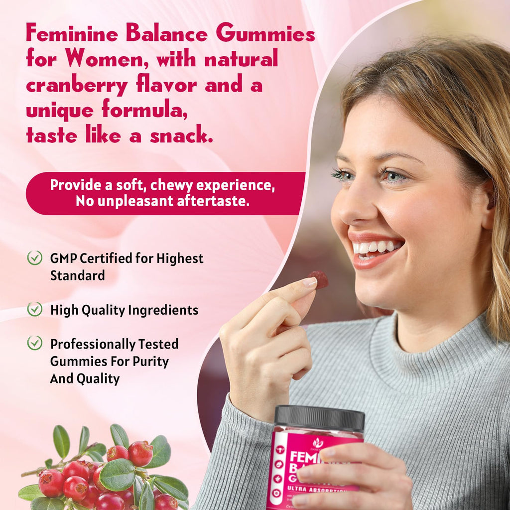 JIANKYTZ (2 Pack) Sugar Free Premium Feminine Balance Gummies for Women - Vaginal Health, Antioxidant, Digestive Health, PH Balance Support, Vaginal Probiotics for Women Gummies, Max Absorption - TrustMedUSA