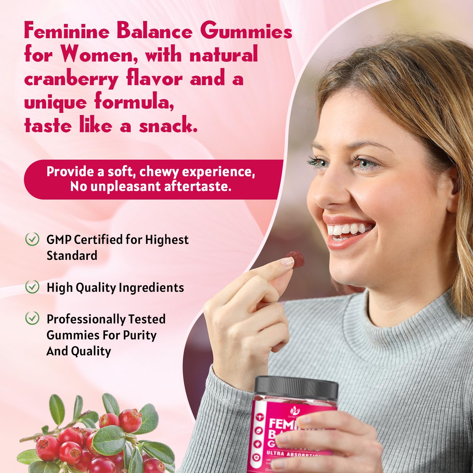 JIANKYTZ (2 Pack) Sugar Free Premium Feminine Balance Gummies for Women - Vaginal Health, Antioxidant, Digestive Health, PH Balance Support, Vaginal Probiotics for Women Gummies, Max Absorption - TrustMedUSA