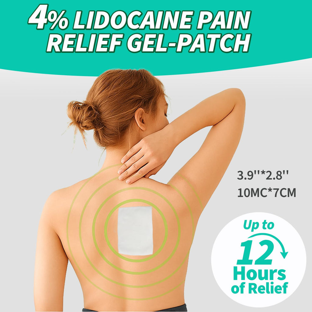 JIATUHAN 4% Lidocaine Pain Relief Patches – Maximum Strength for Back, Neck, Joint & Muscle Pain – Long-Lasting & Flexible – 15 Patches - TrustMedUSA