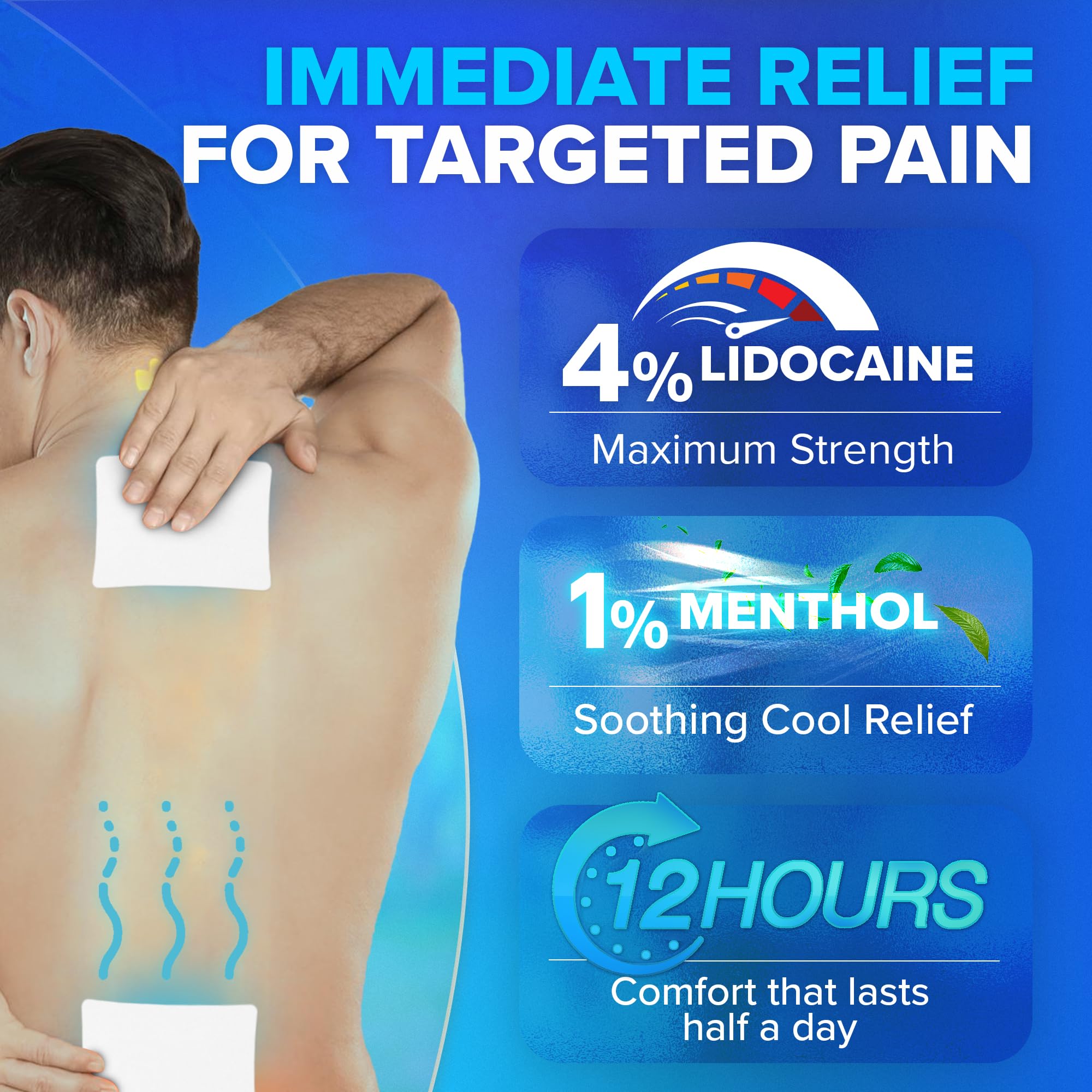 JJ CARE Lidocaine Patches [Pack of 30], 4” x 5.5” Lidocaine 4% Maximum Strength Back Pain Relief Patches for Fast Numbing of Aches, Pains, Back, Neck, Shoulder, Muscle Soreness - TrustMedUSA