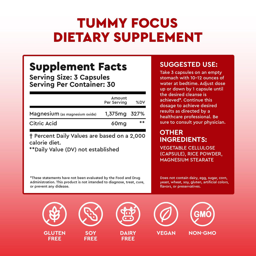 JJ Smith Tummy Focus – Digestive Cleanse Supplement with Ozonated Oxygenated Magnesium – Supports Digestion, Regularity, Bloating, Gut Balance, Nutrient Absorption, Energy & a Flatter Belly - TrustMedUSA
