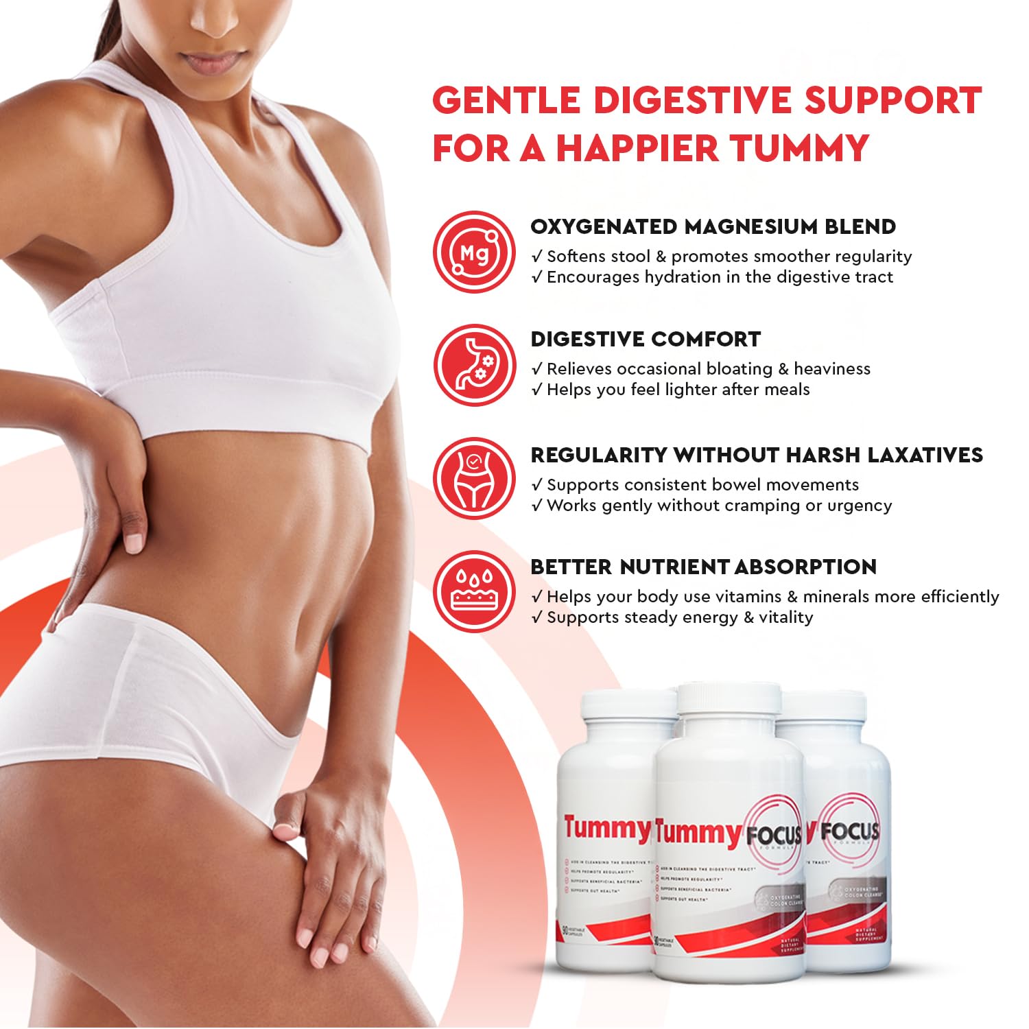 JJ Smith Tummy Focus – Digestive Cleanse Supplement with Ozonated Oxygenated Magnesium – Supports Digestion, Regularity, Bloating, Gut Balance, Nutrient Absorption, Energy & a Flatter Belly - TrustMedUSA