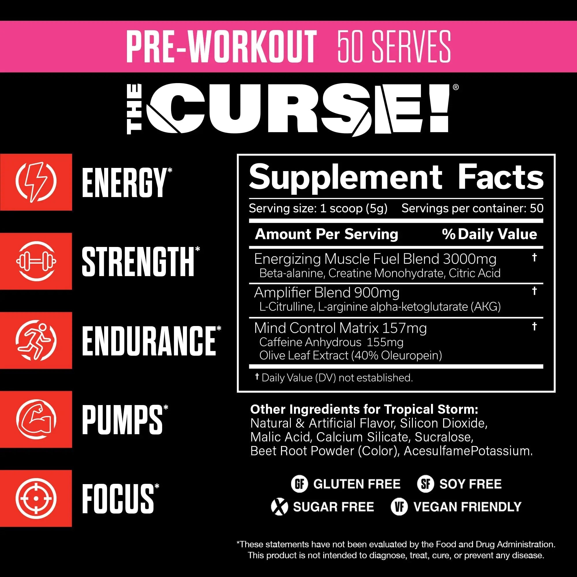 JNX SPORTS The Curse! Pre Workout Powder - Tropical Storm 50 Servings | Preworkout - TrustMedUSA