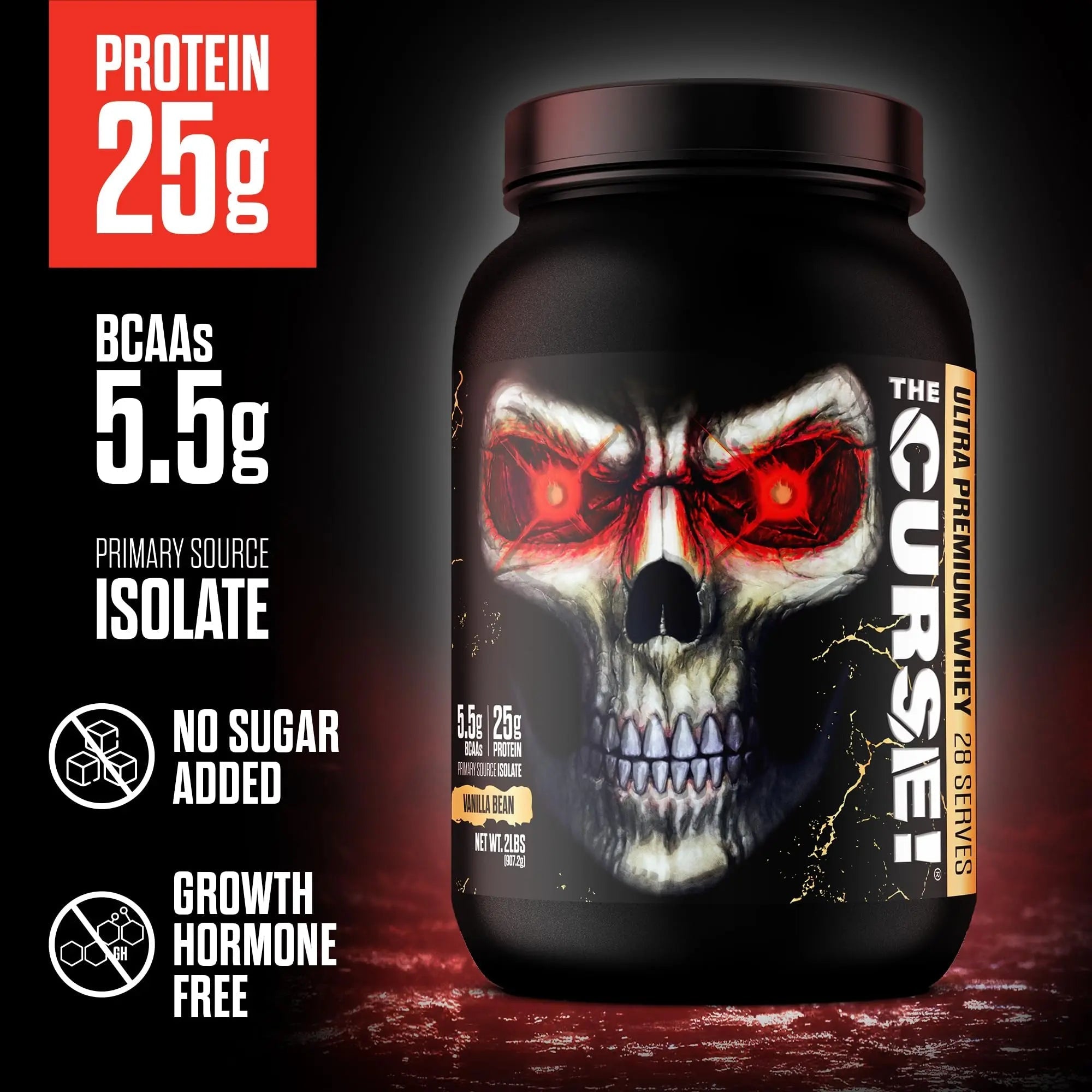 JNX SPORTS The Curse! Ultra Premium Whey Protein Powder Vanilla Bean 2lb | 25g Protein - TrustMedUSA