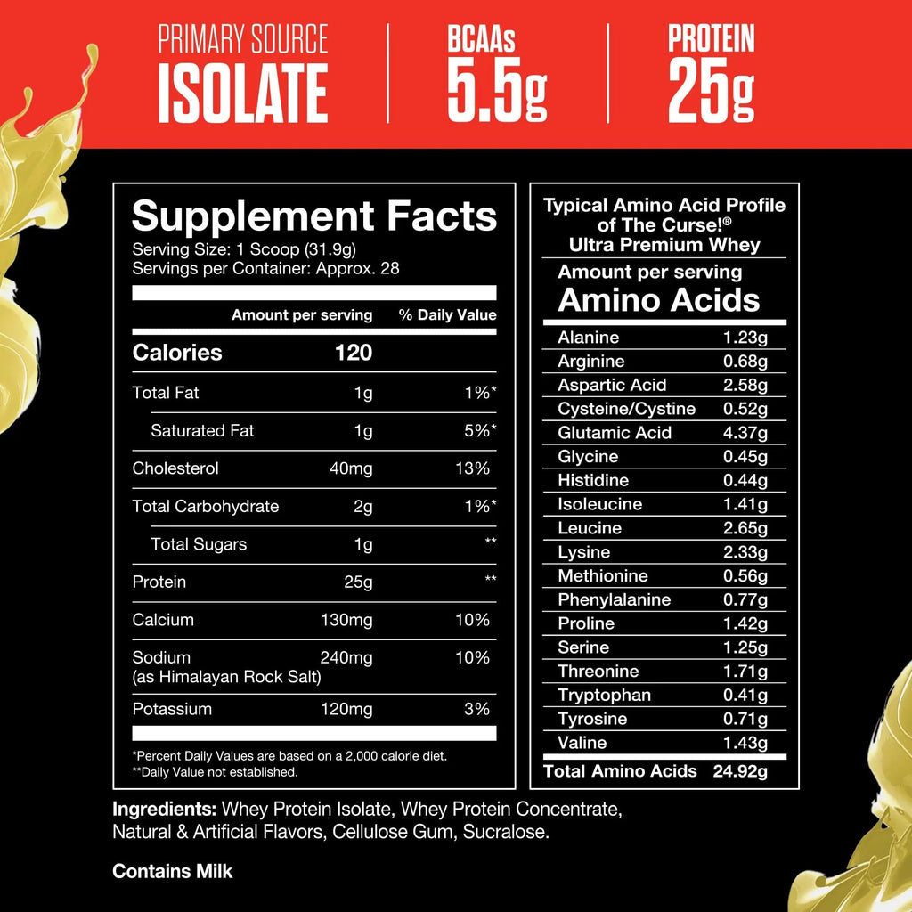 JNX SPORTS The Curse! Ultra Premium Whey Protein Powder Vanilla Bean 2lb | 25g Protein - TrustMedUSA
