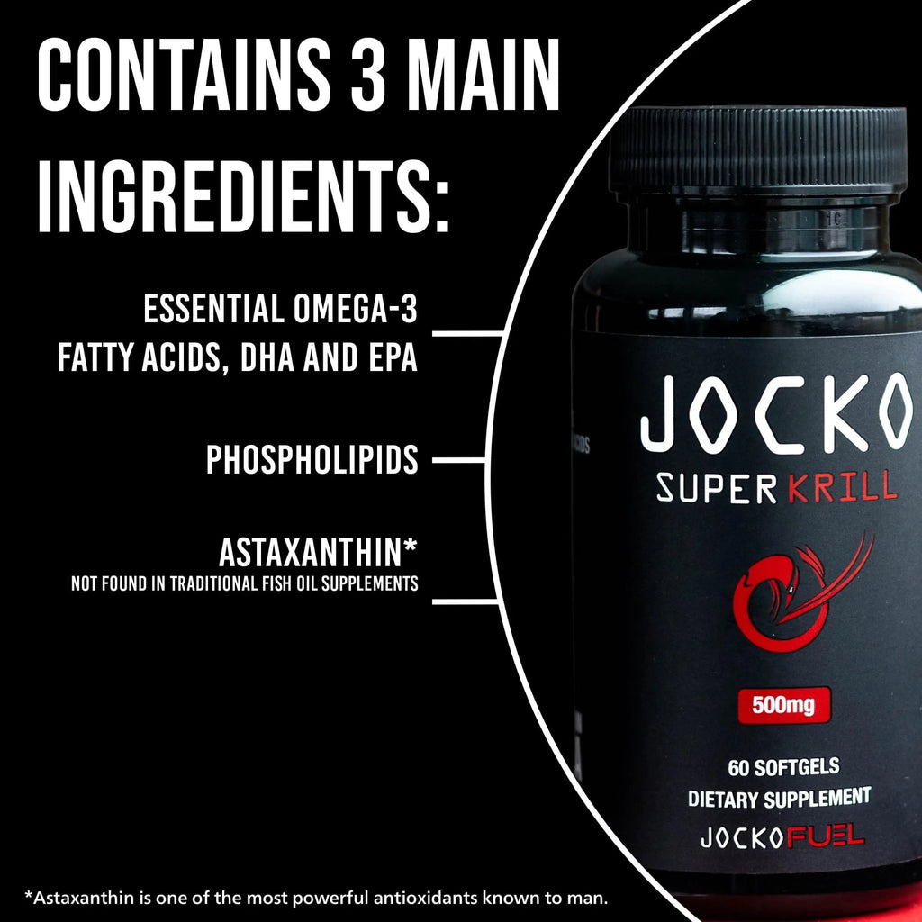 Jocko Fuel Antarctic Krill Oil Omega 3 Fatty Acid Supplements DHA & EPA - 1000mg Softgels - Supports Joints, Mobility - TrustMedUSA