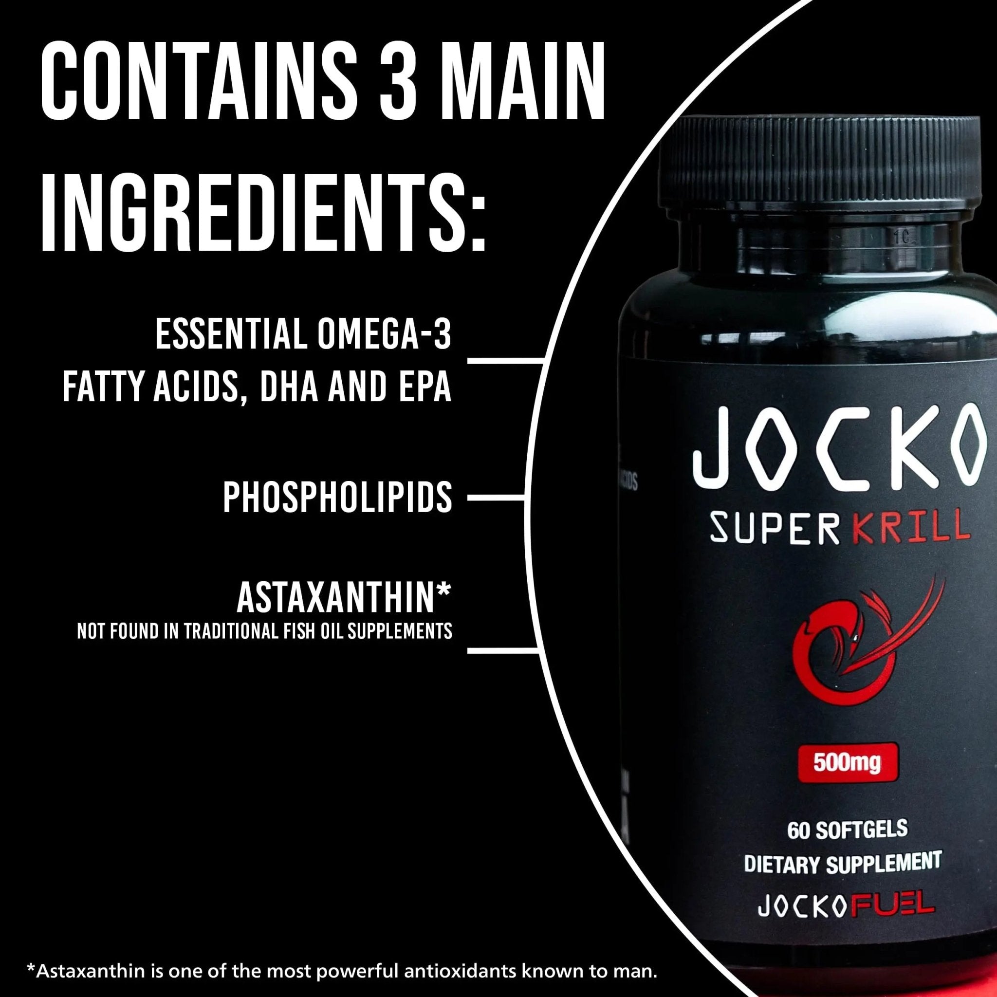 Jocko Fuel Antarctic Krill Oil Omega 3 Fatty Acid Supplements DHA & EPA - 1000mg Softgels - Supports Joints, Mobility - TrustMedUSA