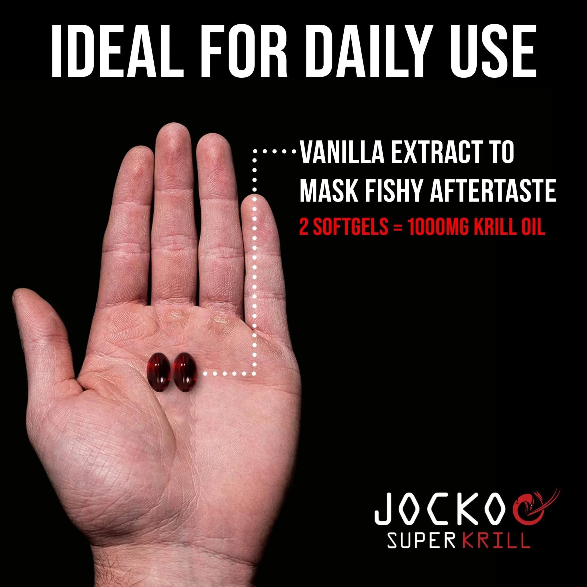 Jocko Fuel Antarctic Krill Oil Omega 3 Fatty Acid Supplements DHA & EPA - 1000mg Softgels - Supports Joints, Mobility - TrustMedUSA
