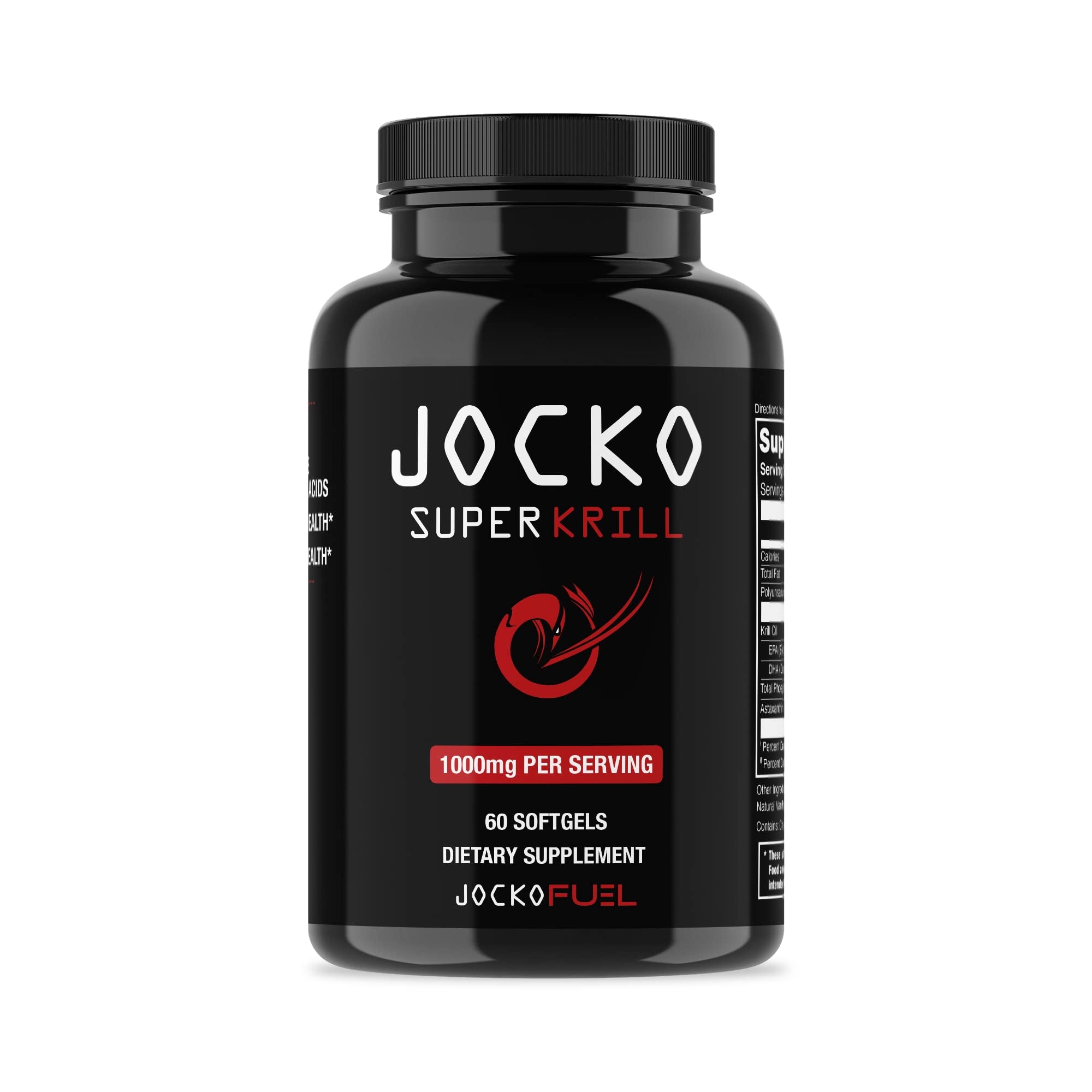 Jocko Fuel Antarctic Krill Oil Omega 3 Fatty Acid Supplements DHA & EPA - 1000mg Softgels - Supports Joints, Mobility & Mental Function (60 Softgels) - TrustMedUSA