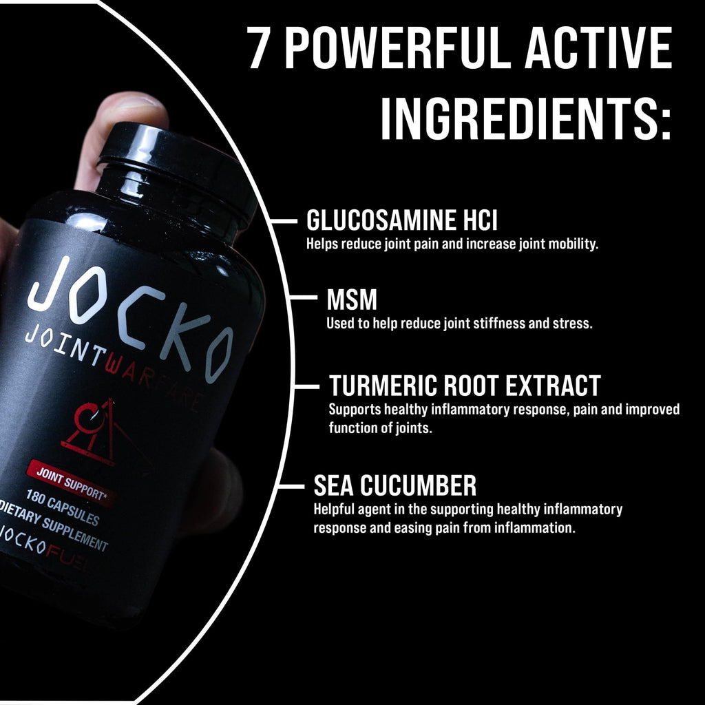 Jocko Fuel Joint Support Supplement - Glucosamine MSM for Joint Pain, Mobility, & Flexibility w/Turmeric & Boswellia (180 Capsules) - TrustMedUSA