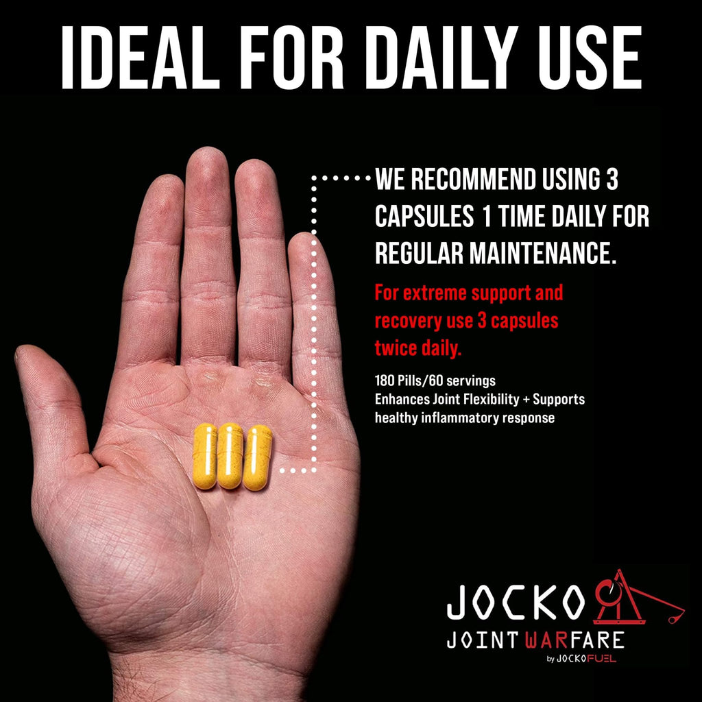 Jocko Fuel Joint Support Supplement - Glucosamine MSM for Joint Pain, Mobility, & Flexibility w/Turmeric & Boswellia (180 Capsules) - TrustMedUSA