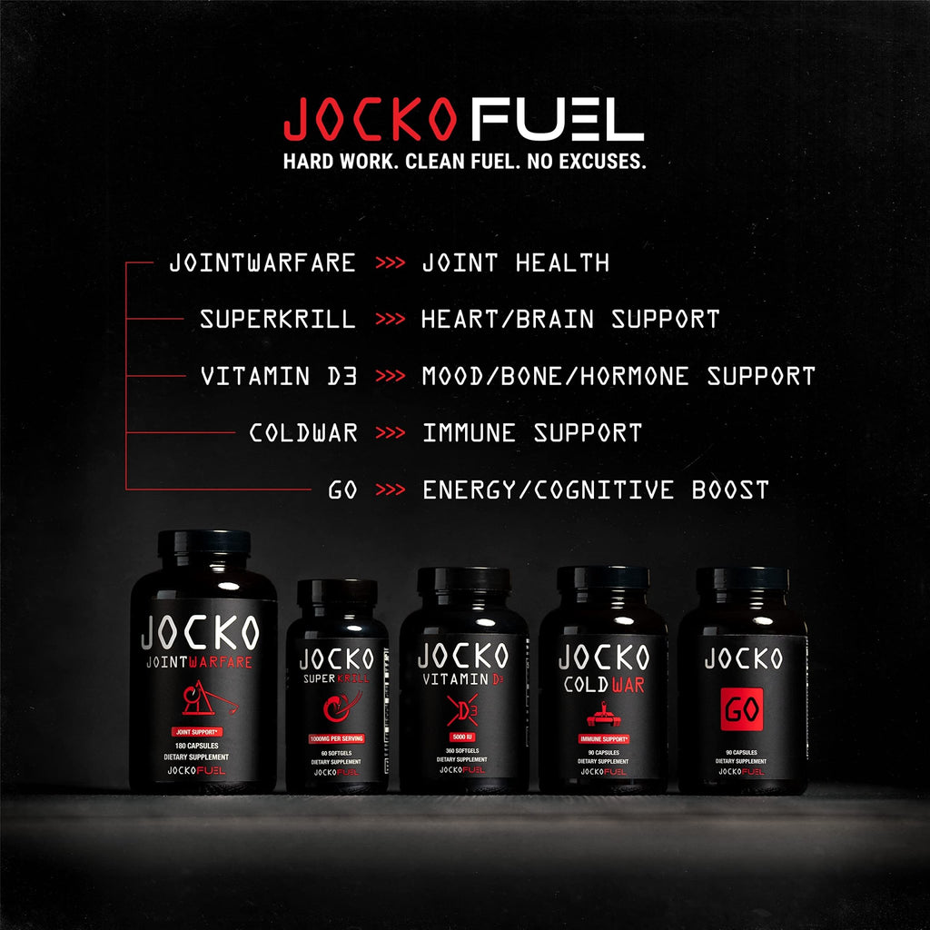 Jocko Fuel Joint Support Supplement - Glucosamine MSM for Joint Pain, Mobility, & Flexibility w/Turmeric & Boswellia (180 Capsules) - TrustMedUSA