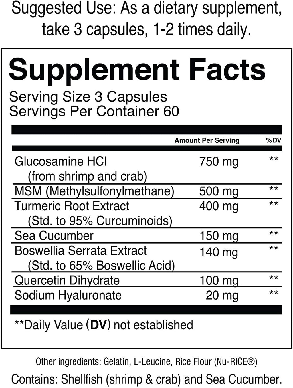 Jocko Fuel Joint Support Supplement - Glucosamine MSM for Joint Pain, Mobility, & Flexibility w/Turmeric & Boswellia (180 Capsules) - TrustMedUSA