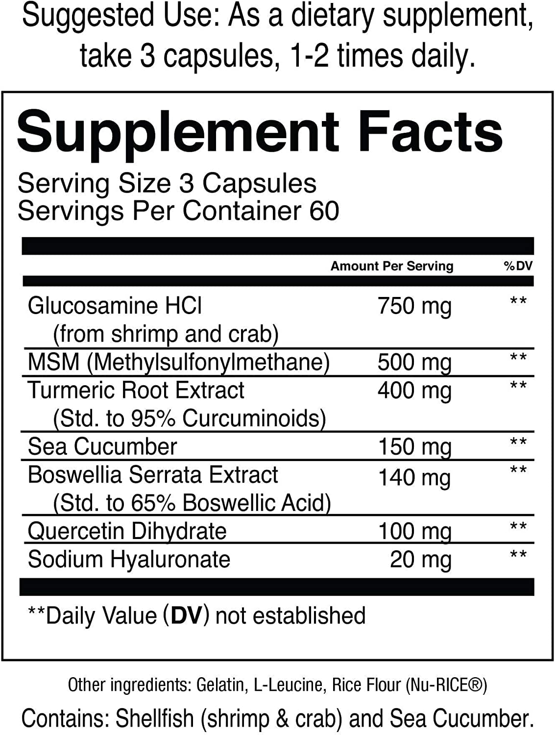 Jocko Fuel Joint Support Supplement - Glucosamine MSM for Joint Pain, Mobility, & Flexibility w/Turmeric & Boswellia (180 Capsules) - TrustMedUSA