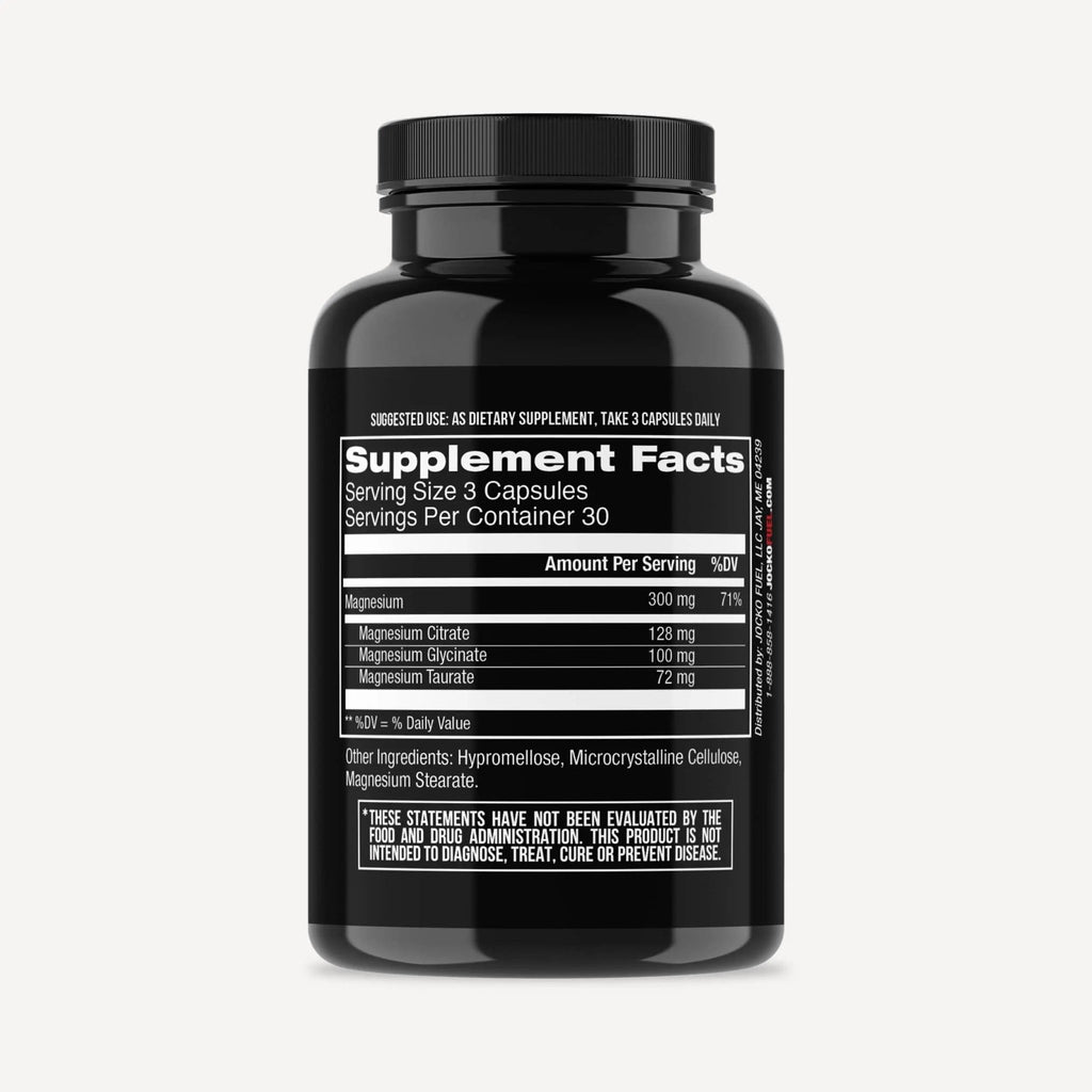 Jocko Fuel Magnesium Complex Supplement - Magnesium Glycinate, Citrate, & Taurate Capsules Dietary Supplement for Muscle Recovery & Relaxation, Heart, Nerve, Bone Support, & Sleep 30-Day Supply - TrustMedUSA