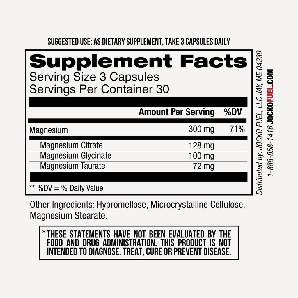 Jocko Fuel Magnesium Complex Supplement - Magnesium Glycinate, Citrate, & Taurate Capsules Dietary Supplement for Muscle Recovery & Relaxation, Heart, Nerve, Bone Support, & Sleep 30-Day Supply - TrustMedUSA