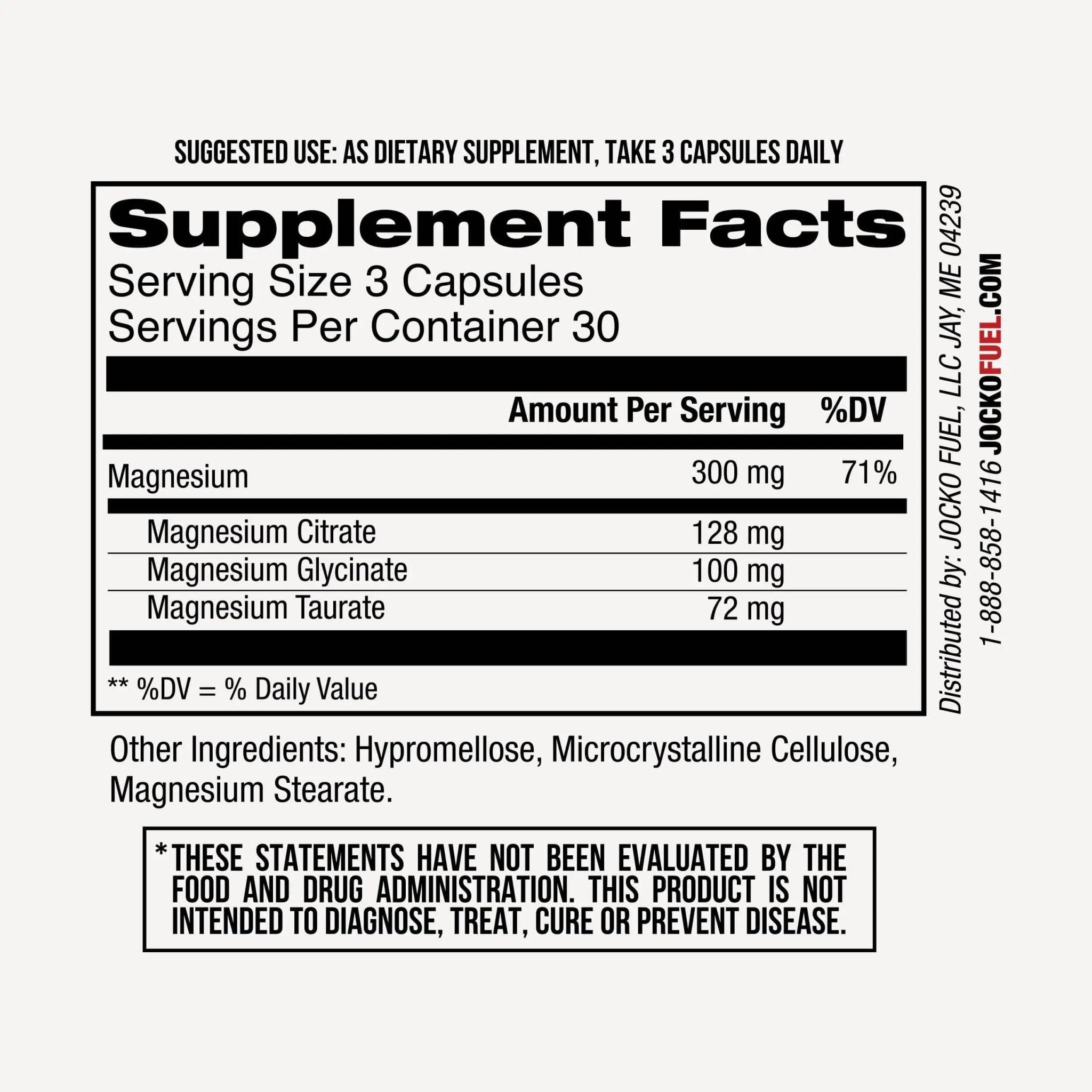 Jocko Fuel Magnesium Complex Supplement - Magnesium Glycinate, Citrate, & Taurate Capsules Dietary Supplement for Muscle Recovery & Relaxation, Heart, Nerve, Bone Support, & Sleep 30-Day Supply - TrustMedUSA