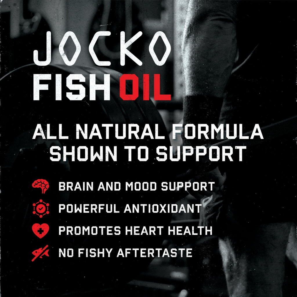 Jocko Fuel Omega 3 Fish Oil Supplement 2000mg - Burpless Fatty Acid Supplement, Wild Caught, Powerful Antioxidant with Astaxanthin (60 Capsules) - TrustMedUSA