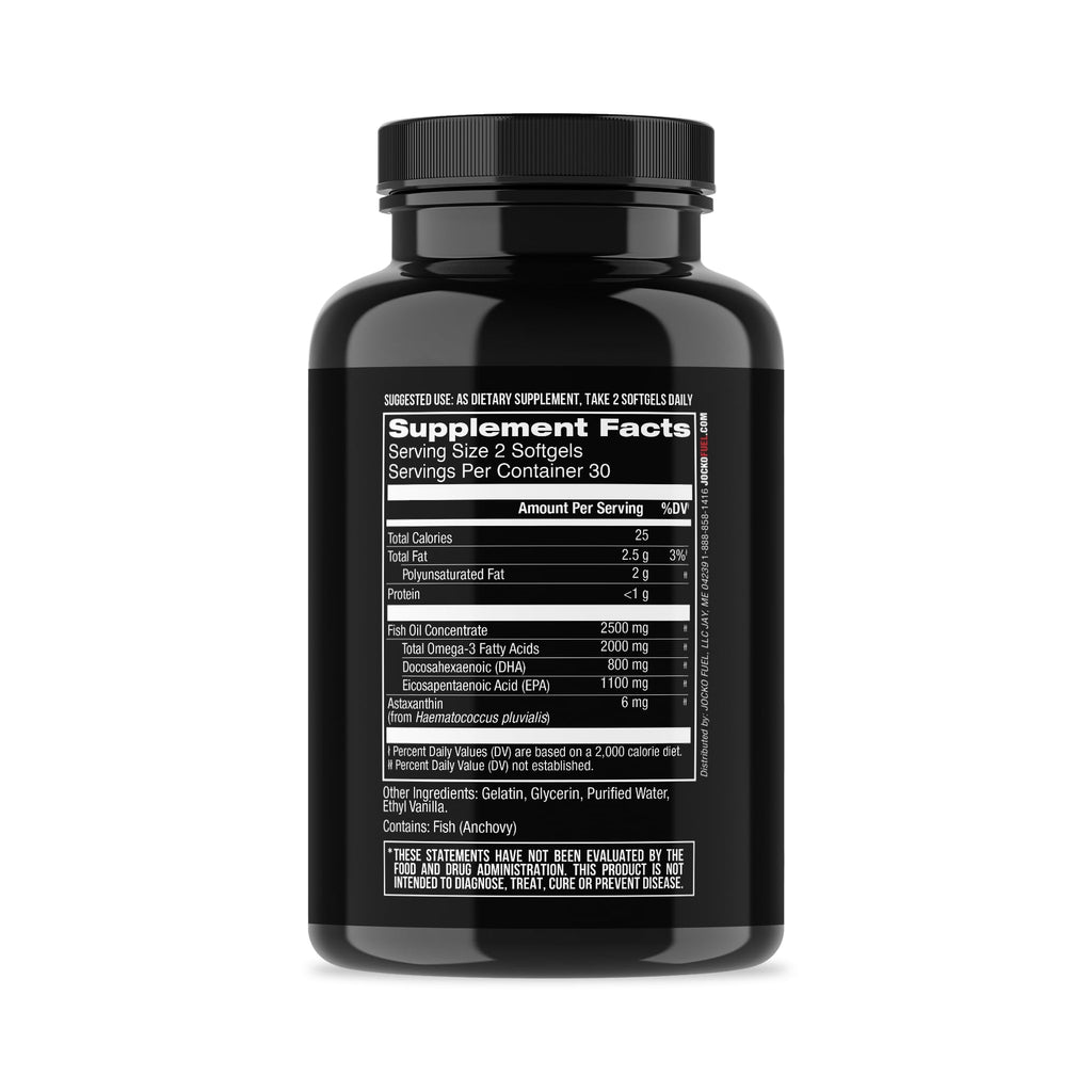 Jocko Fuel Omega 3 Fish Oil Supplement 2000mg - Burpless Fatty Acid Supplement, Wild Caught, Powerful Antioxidant with Astaxanthin (60 Capsules) - TrustMedUSA