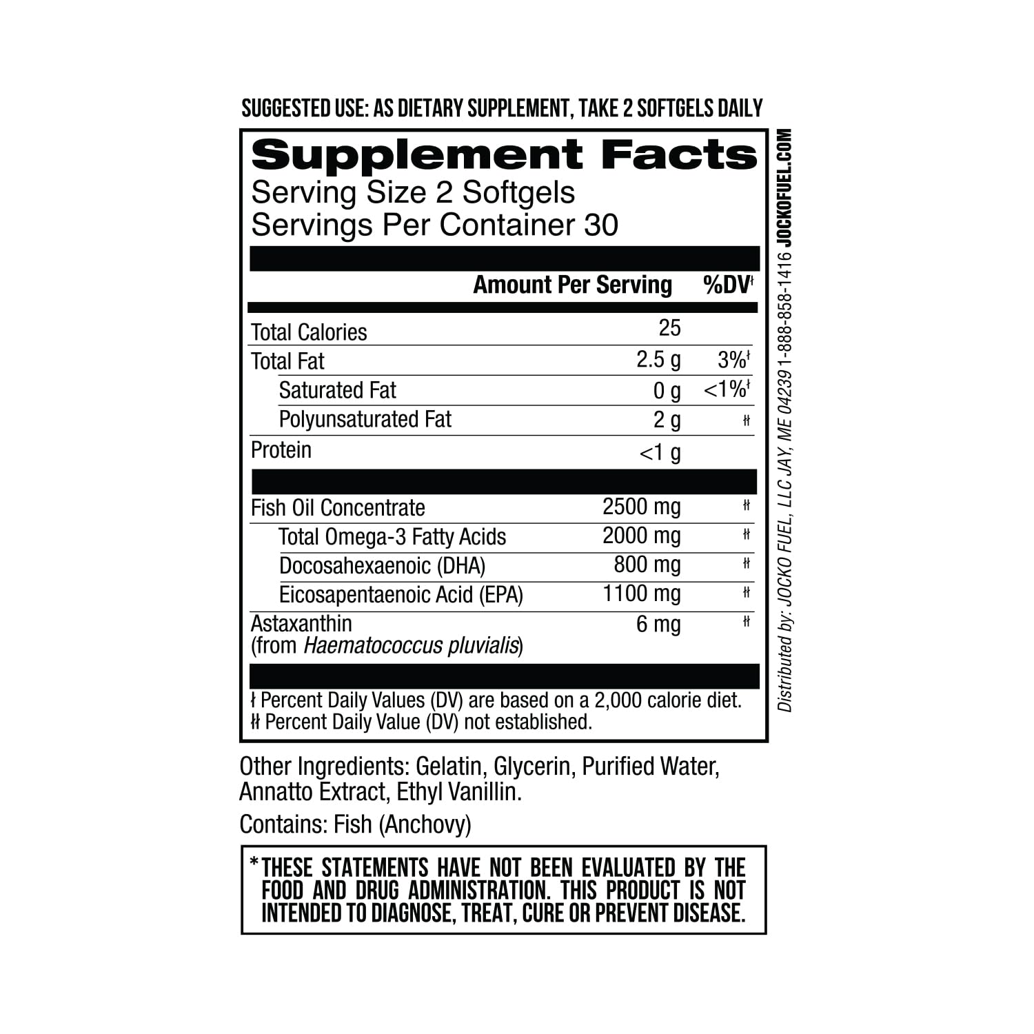 Jocko Fuel Omega 3 Fish Oil Supplement 2000mg - Burpless Fatty Acid Supplement, Wild Caught, Powerful Antioxidant with Astaxanthin (60 Capsules) - TrustMedUSA