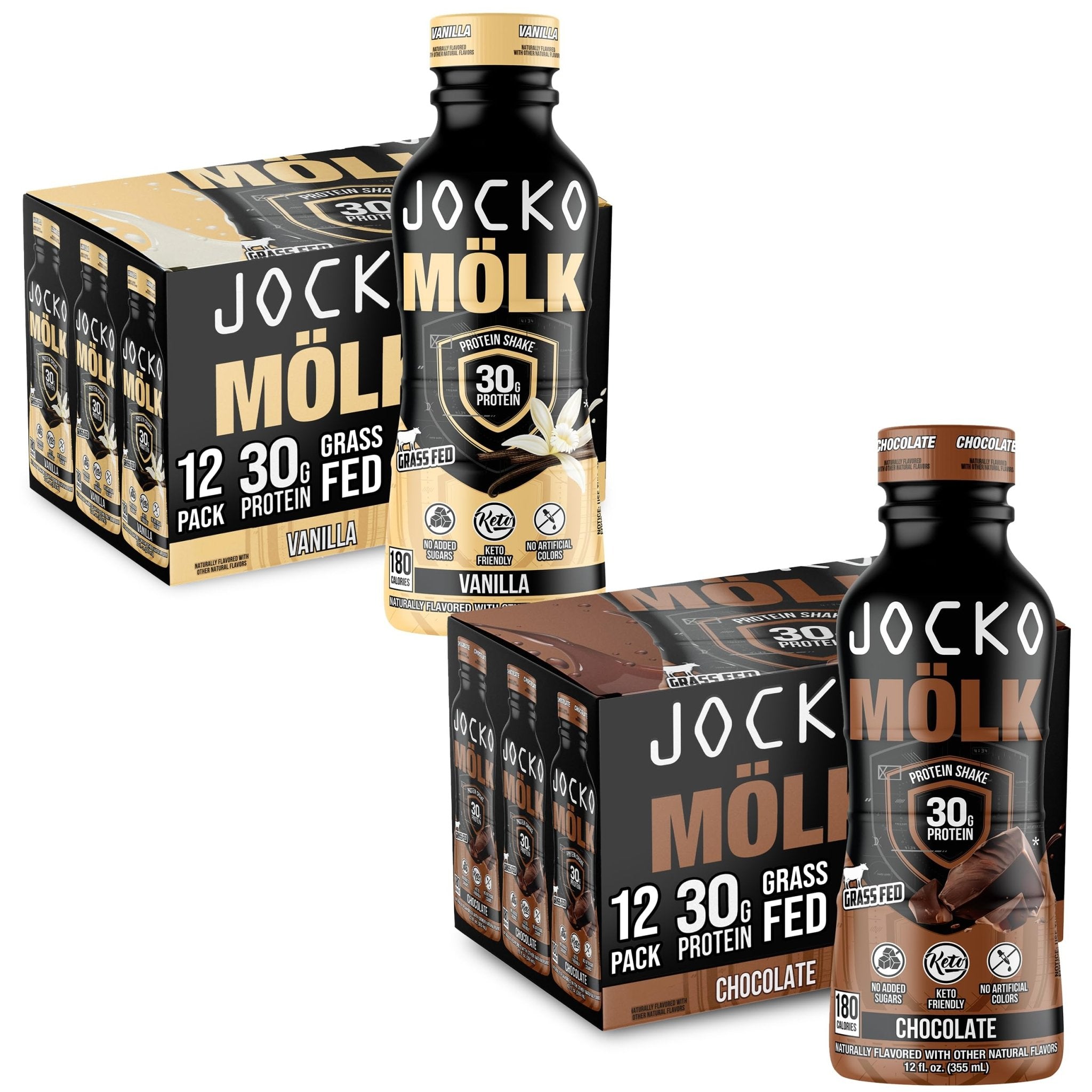 Jocko Fuel Protein Shake Bundle - Vanilla and Chocolate (24 Count) - Maple Wellness Supplements