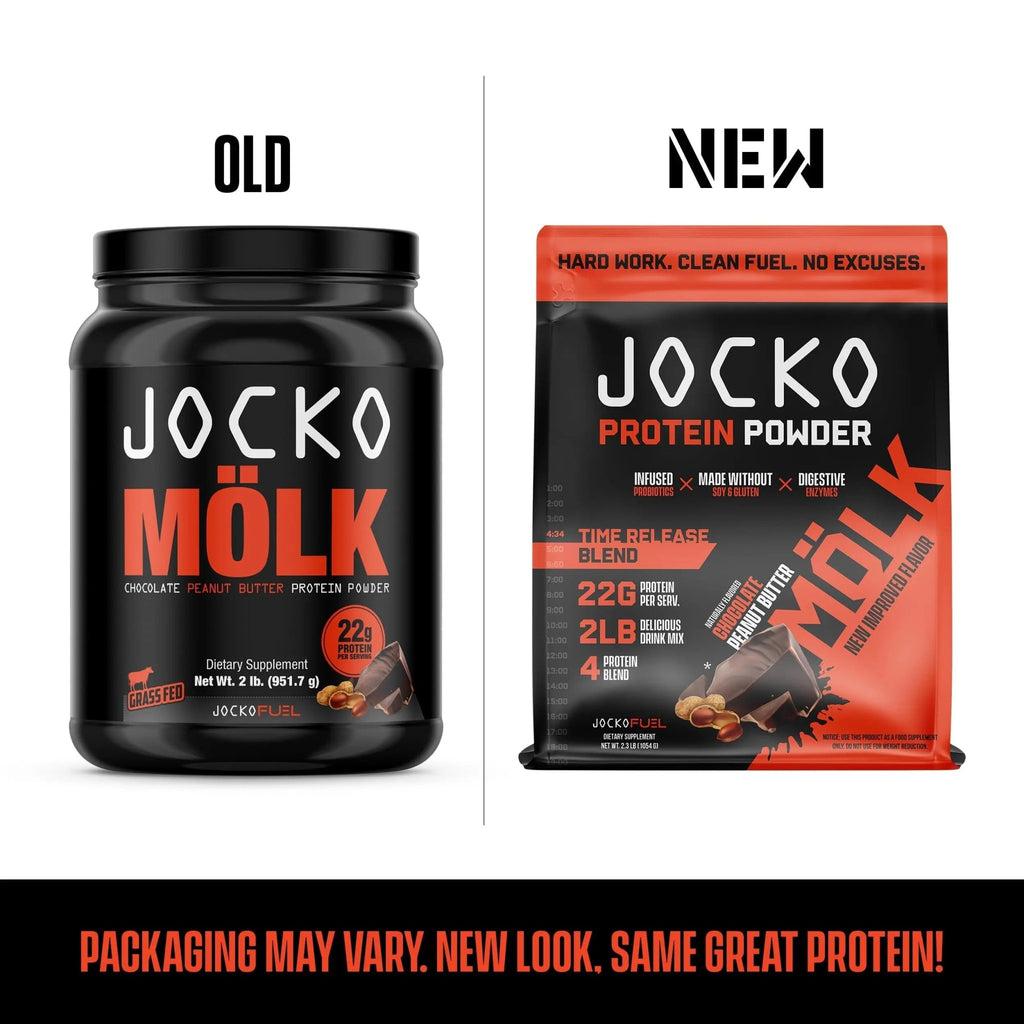 Jocko Mölk Chocolate Peanut Butter Whey Protein Powder - Keto, Probiotics, Grass Fed - TrustMedUSA