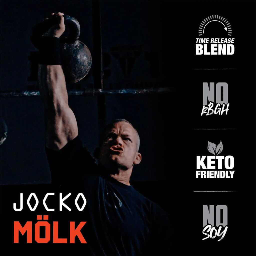 Jocko Mölk Chocolate Peanut Butter Whey Protein Powder - Keto, Probiotics, Grass Fed - TrustMedUSA