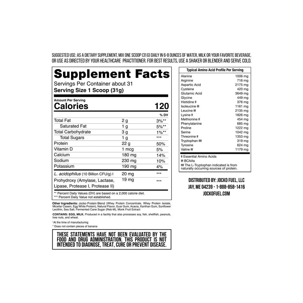 Jocko Mölk Whey Protein Powder (Banana Cream) - Keto, Probiotics, Grass Fed, Digestive - TrustMedUSA