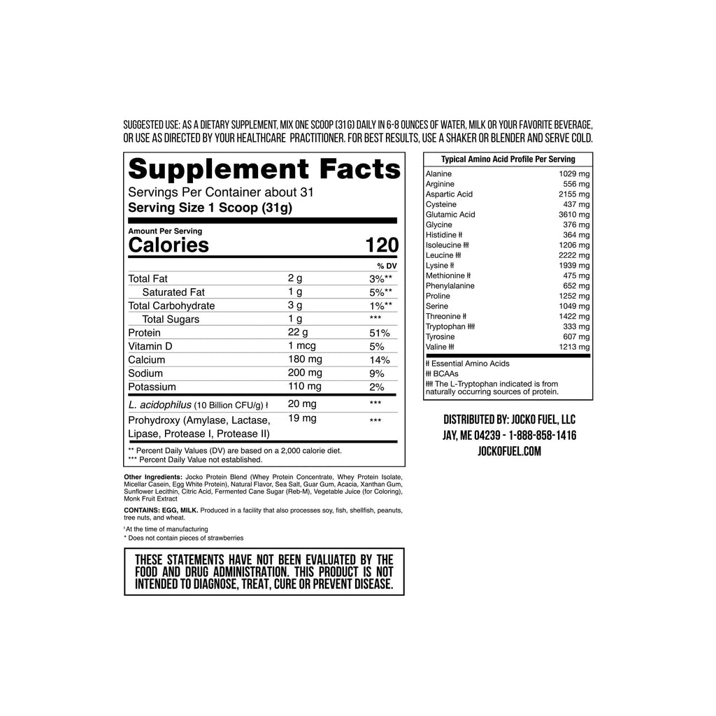Jocko Mölk Whey Protein Powder (Strawberry) - Keto, Probiotics, Grass Fed, Digestive - TrustMedUSA