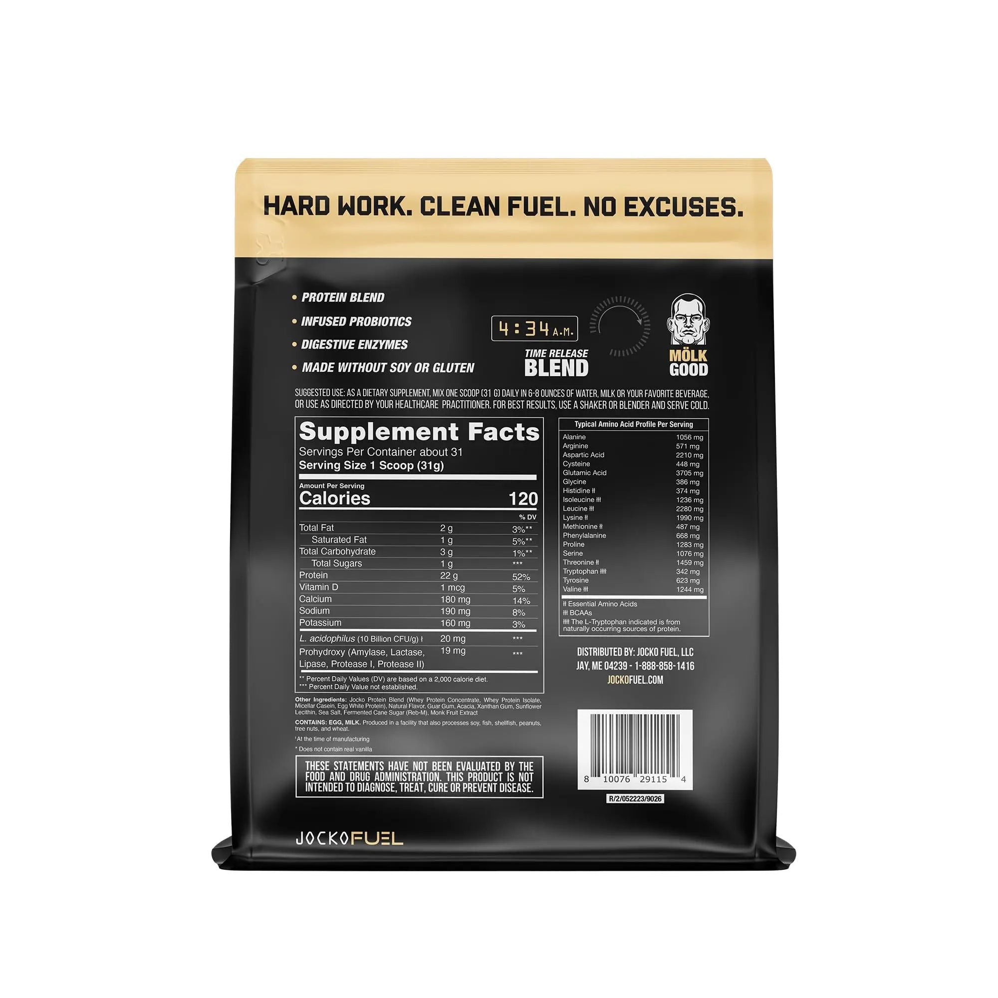 Jocko Mölk Whey Protein Powder (Vanilla) - Keto, Probiotics, Grass Fed, Digestive Enzymes - TrustMedUSA