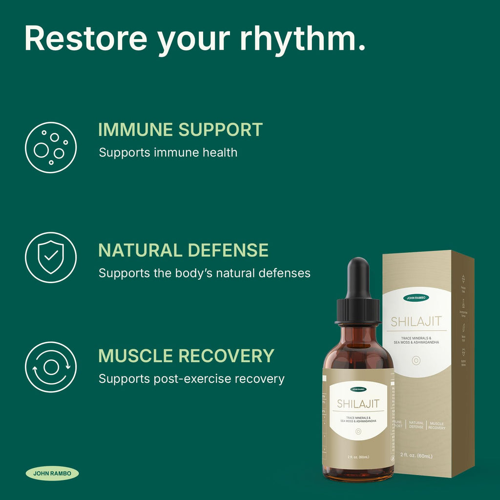 JOHN RAMBO Shilajit Liquid Drops with Sea Moss, Ashwagandha, Zinc, and Magnesium – Liquid Multimineral Supplement for Women and Men – Terra Mineral - TrustMedUSA