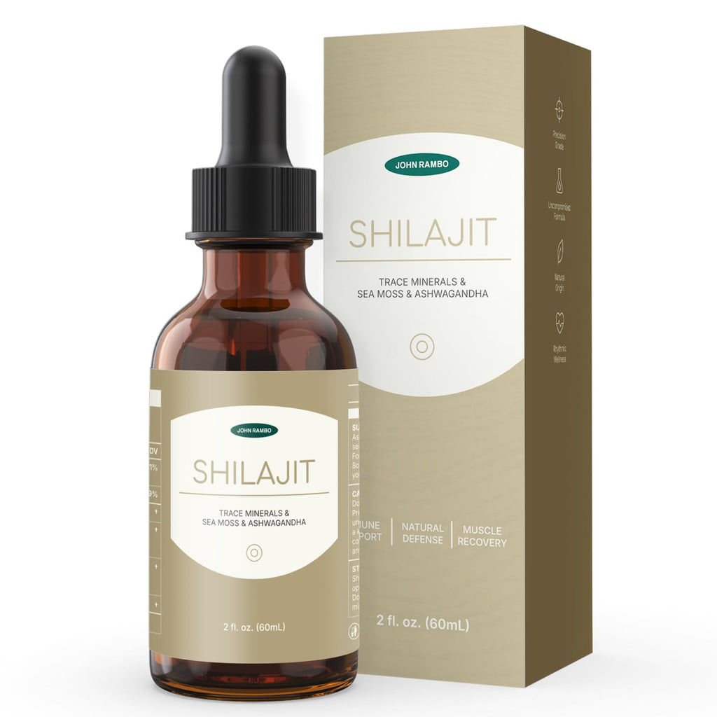 JOHN RAMBO Shilajit Liquid Drops with Sea Moss, Ashwagandha, Zinc, and Magnesium – Liquid Multimineral Supplement for Women and Men – Terra Mineral - TrustMedUSA