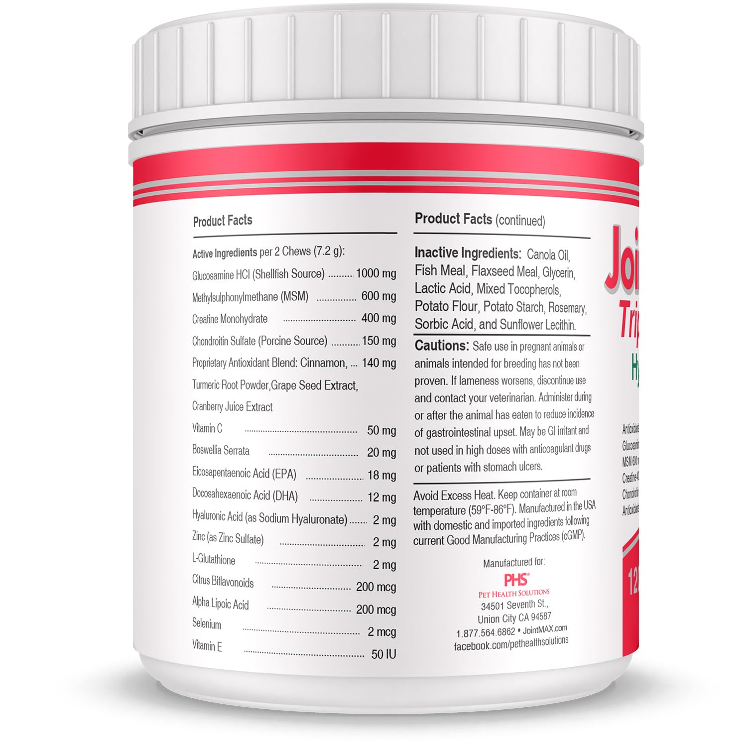 Joint MAX Triple Strength Hypo-Allergenic Soft Chews for Dogs - Hip and Joint Support Supplement with Glucosamine, Chondroitin, & MSM - Made in The USA - 120 Soft Chews - TrustMedUSA