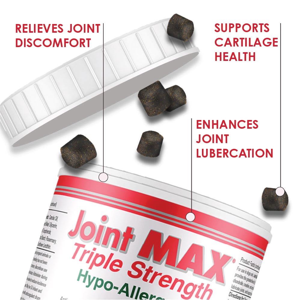 Joint MAX Triple Strength Hypo-Allergenic Soft Chews for Dogs - Hip and Joint Support Supplement with Glucosamine, Chondroitin, & MSM - Made in The USA - 120 Soft Chews - TrustMedUSA