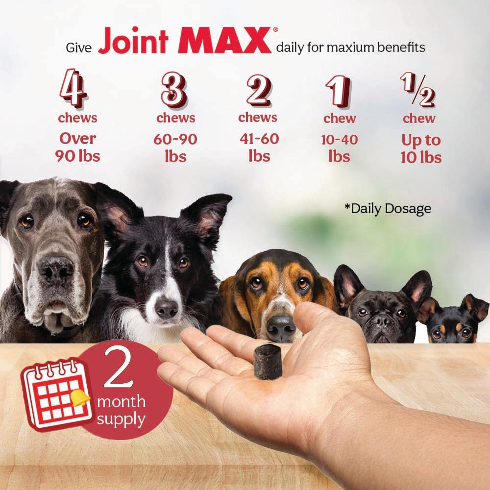 Joint Max TS Joint Supplement Vet Formulated Pain & Inflammation Relief Treats Hip Dysplasia & Arthritis, Glucosamine, Chondroitin, Turmeric, MSM, HA, Creatine, Omega 3 EPA + DHA.120 Soft Chews - TrustMedUSA