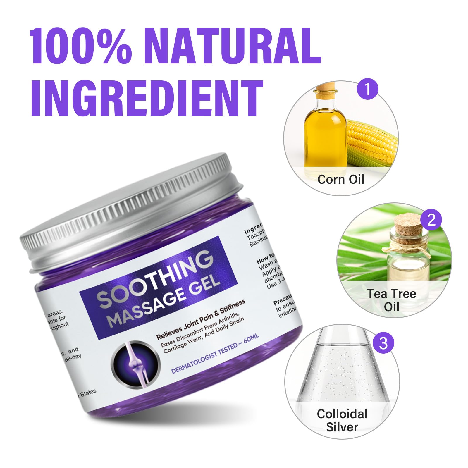 Joint Purple Gel, Fast-Absorbing Soothing Relief Massage Gel with Natural Extracts, Support Muscle, Joint, Shoulder, Knee, Back, Lumbar & Muscle Stiffness - TrustMedUSA