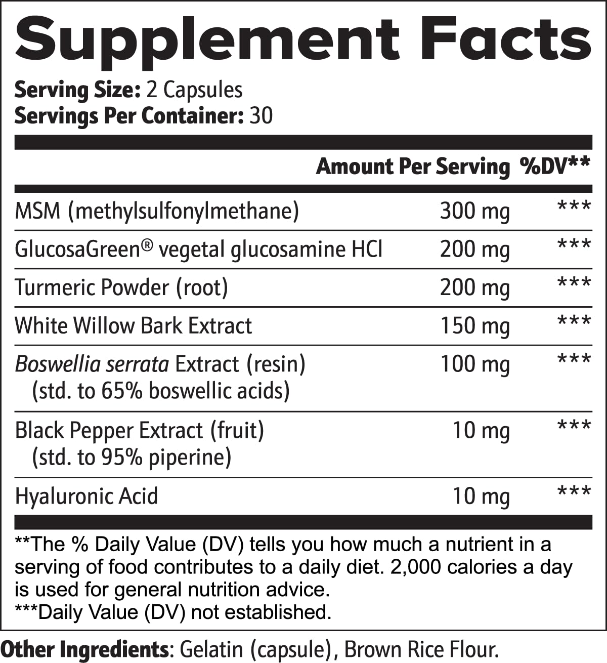 Joint Support Supplement – 60 Caps – MSM, Glucosamine HCl, Turmeric Supplement, Boswellia, Hyaluronic Acid Capsules & Black Pepper, Flexibility, Mobility & Comfort Joint Health – Made in USA - TrustMedUSA