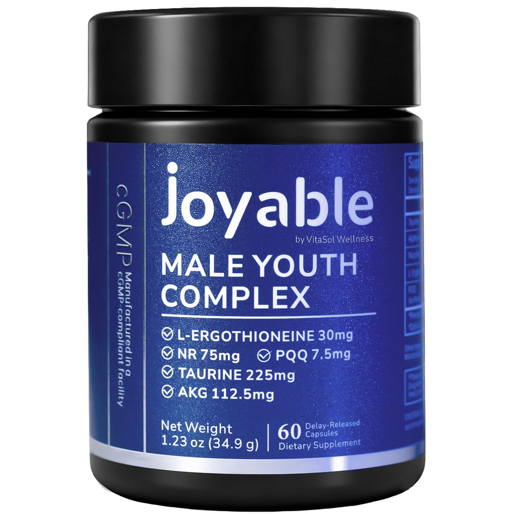 joyable by VitaSol Wellness - Male Youth Complex – Cellular Energy & Healthy Aging Support Supplement with NR, PQQ & Ergothioneine | 60 Capsules - TrustMedUSA