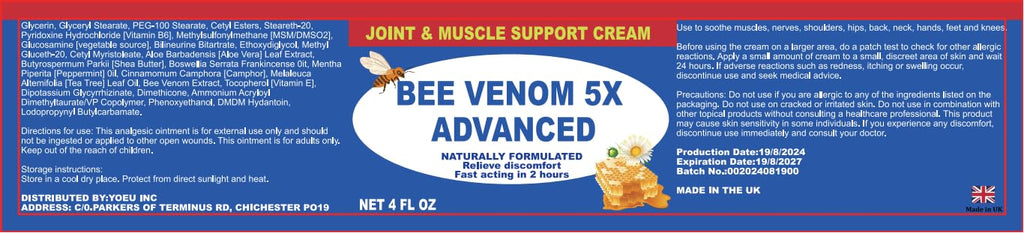 JOYFULART Zealand Bee Venom Serum Gel, Professional for Joint, Muscle, Bone Cream, 24h Fast Release, Soothing Powerful for Back, Neck, Hand, Foot, Knee, Muscle, Shoulder, Hip, Nerve - TrustMedUSA