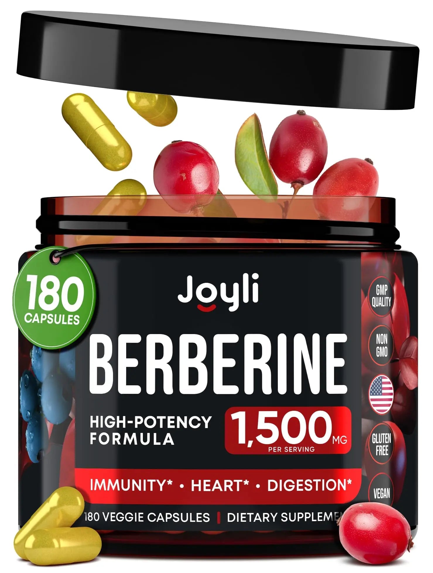 Joyli Berberine 1500MG - 180 Vegan Capsules - Weight Management & Heart Support - TrustMedUSA